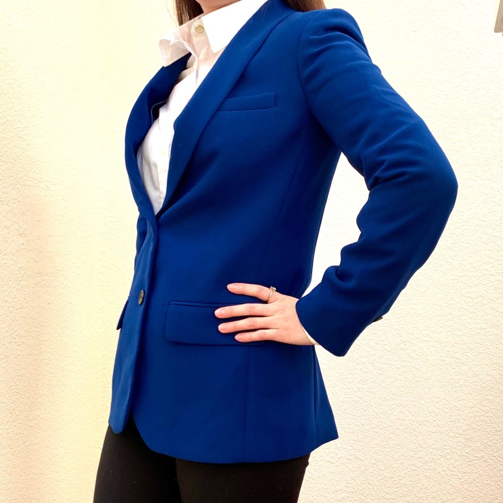 J.CREW New Blue Buttoned Soft Career Blazer 00